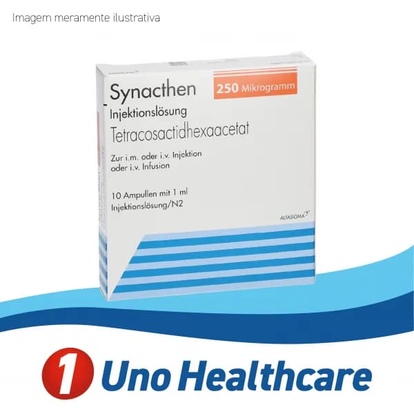 Synacthen (Tetracosactide Acetate) 250mcg - Teste diagnóstico insuficiência adrenal - 10 ampolas